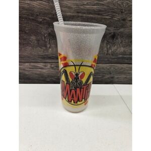 Cedar Point Mantis Roller Coaster Souvenir Cup Glitter Plastic Tumbler Straw